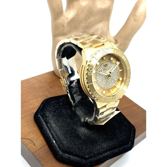 Michael Kors Women's Watch MK6911 Runway Gemmed Quartz 40mm Gold Stainless Steel - Picture 2 of 15